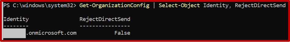 Showing 'False' representing Direct Send is enable